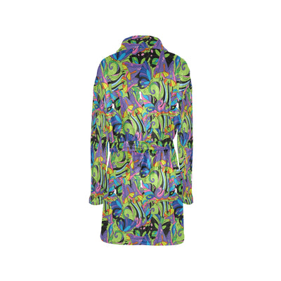 Psychedelic Trippy Mushroom Themed Women's Fleece Robe