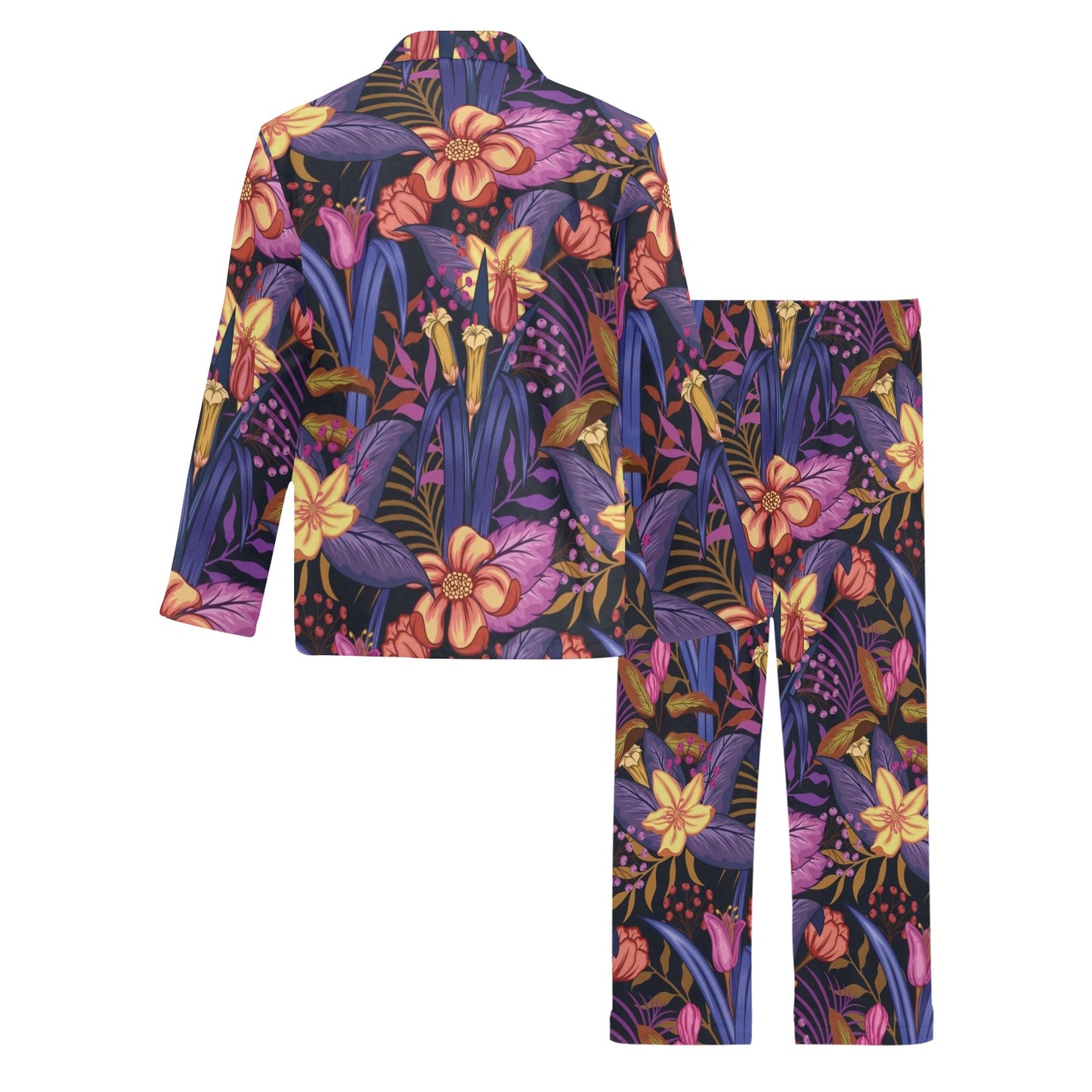 Lily Pattern Print Design LY016 Men's Long Pajama Set
