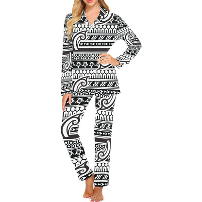 Samoan Style Print Design LKS305 Women's Long Pajama Set