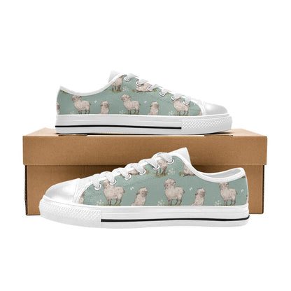 Sheep Print Design LKS405 Women's White Low Top Shoes