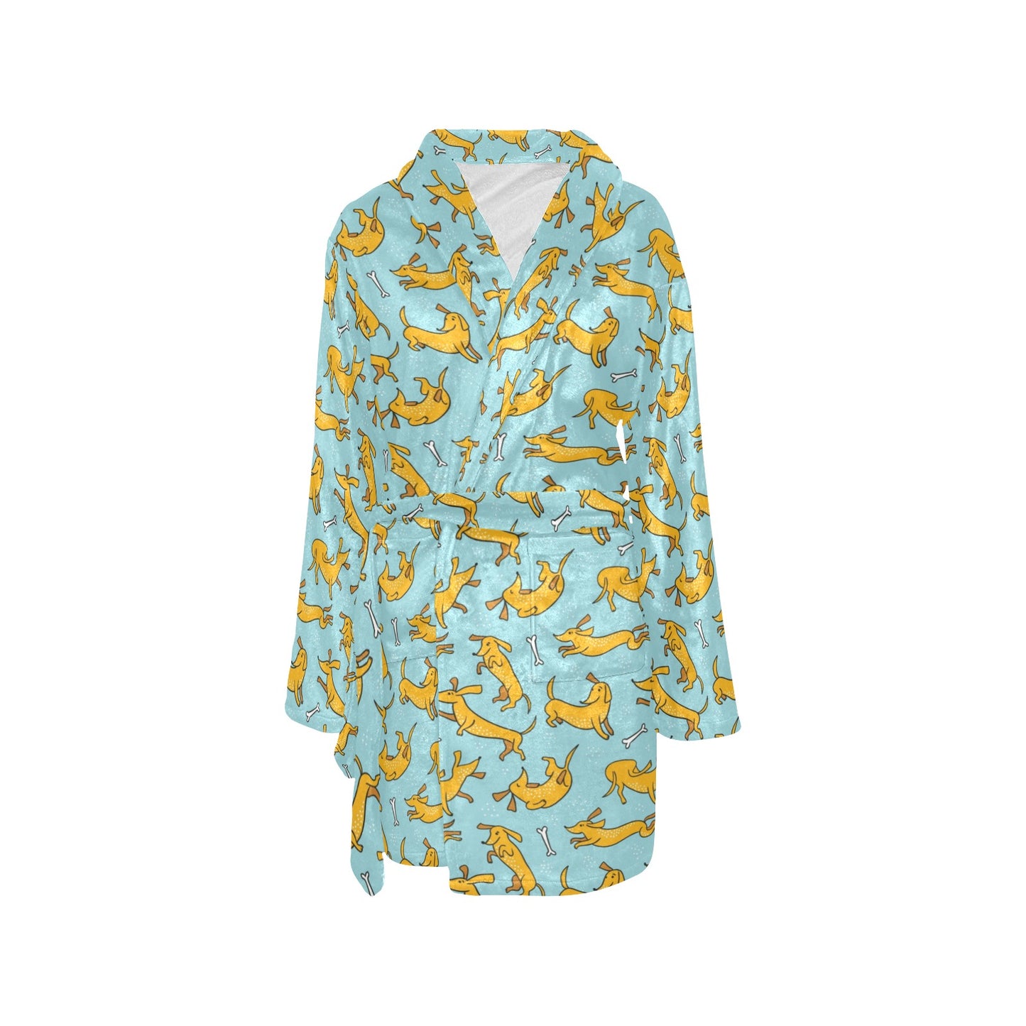 Dachshund Pattern Print Design 08 Women's Fleece Robe