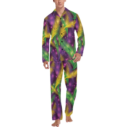 Mardi Gras Pattern Print Design 09 Men's Long Pajama Set