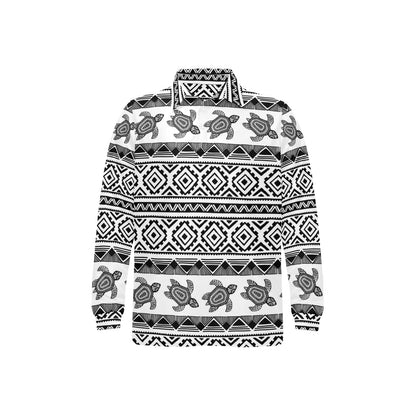 Sea Turtle Tribal Aztec Long Sleeve Polo Shirt For Men's
