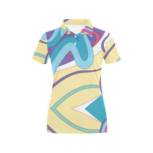 Funky Retro Pattern Print Design A01 Women's Polo Shirt