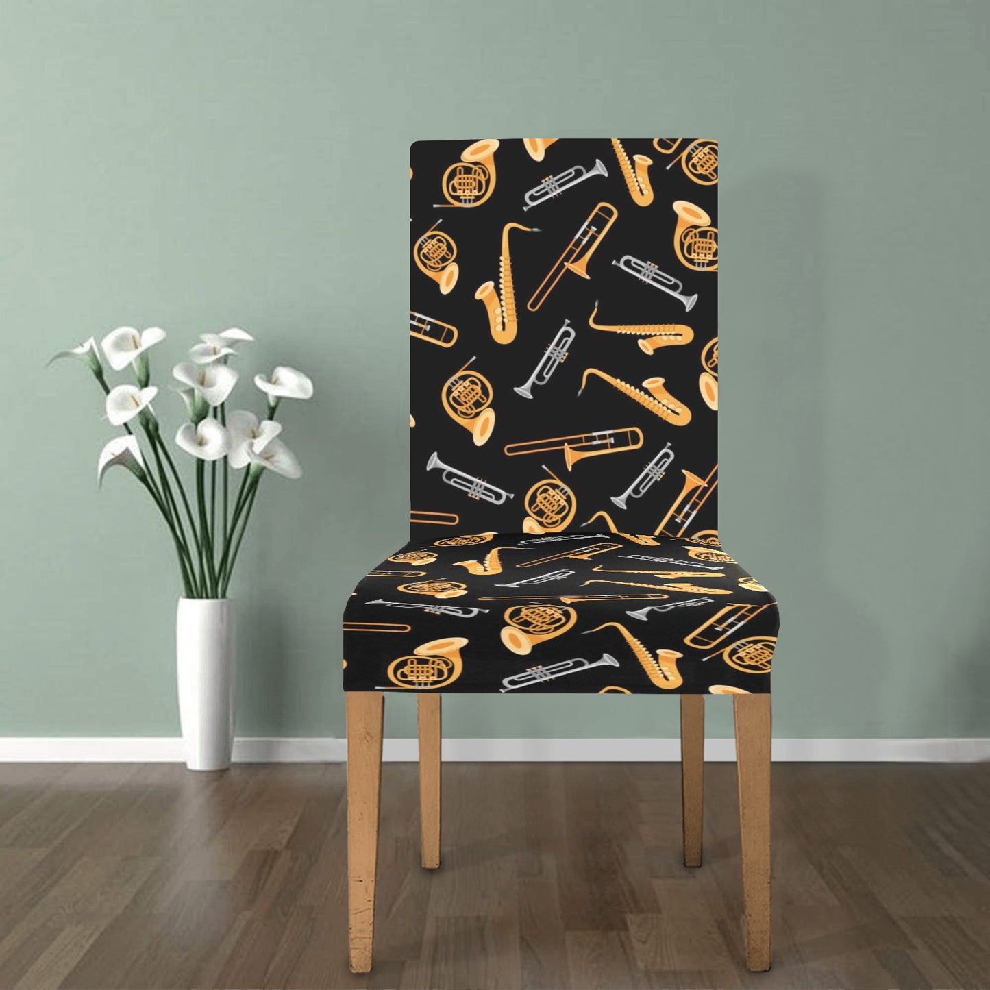 Saxophone Print Design LKS403 Dining Chair Slipcover