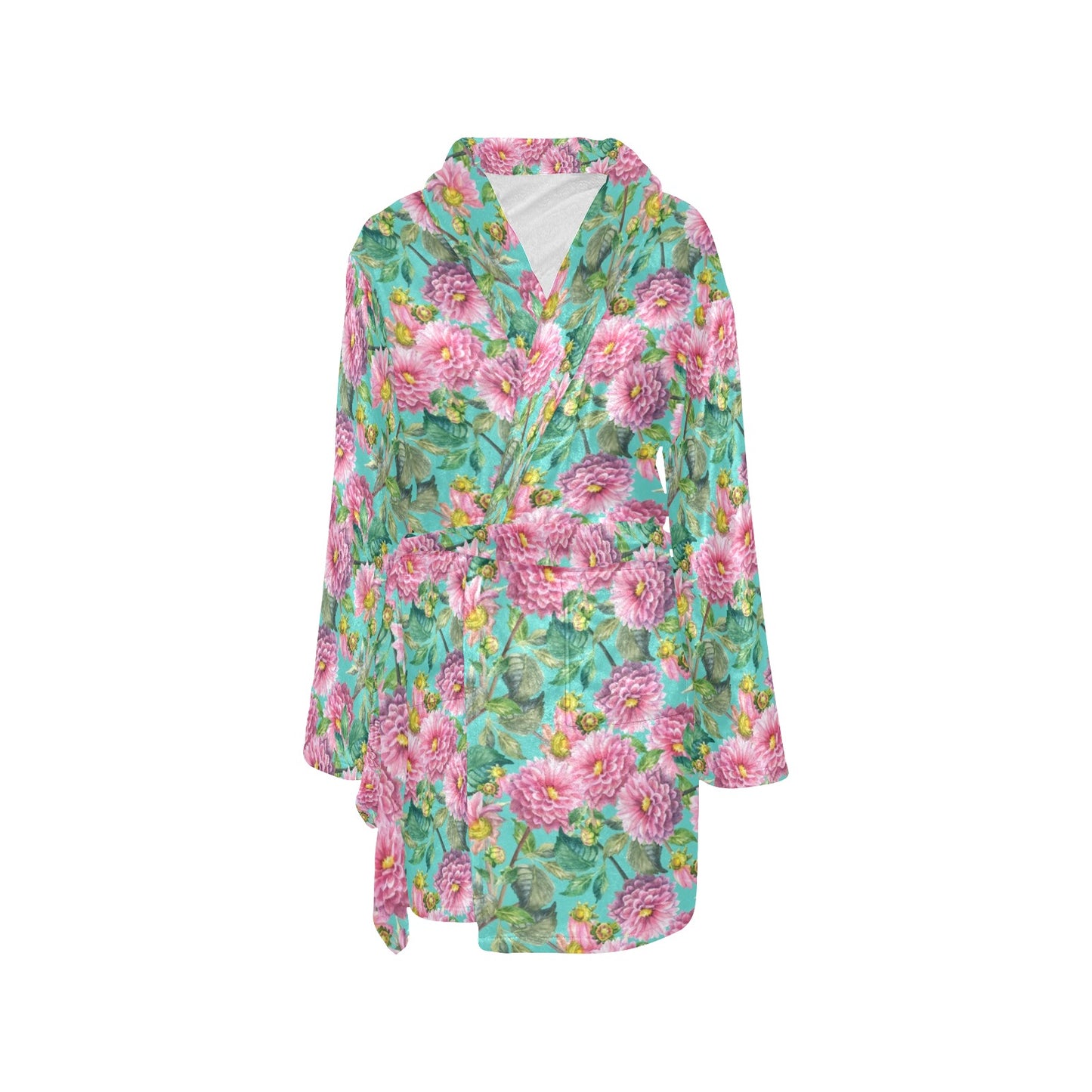 Dahlia Pattern Print Design DH07 Women's Fleece Robe