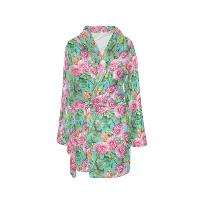 Dahlia Pattern Print Design DH07 Women's Fleece Robe