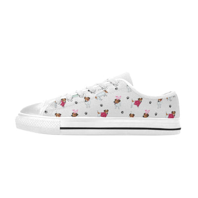 Russell Terriers Print Design LKS308 Women's White Low Top Shoes