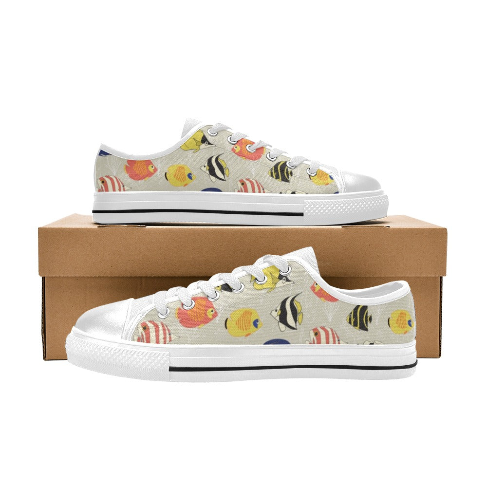 Angelfish Print Design LKS401 Women's White Low Top Shoes