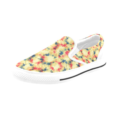 Tie Dye Print Design LKS302 White Slip Ons Canvas Women's Shoes