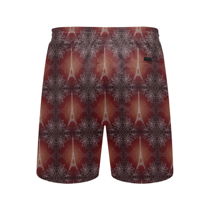 Eiffel Tower Drawing Print Men's Swim Trunks Beach Shorts