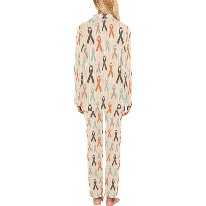 Cancer Awareness Pattern Print Design 01 Women's Long Pajama Set