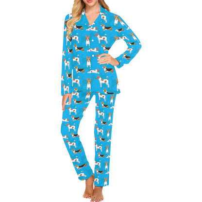 Cardigan Welsh Corgis Pattern Print Design 01 Women's Long Pajama Set