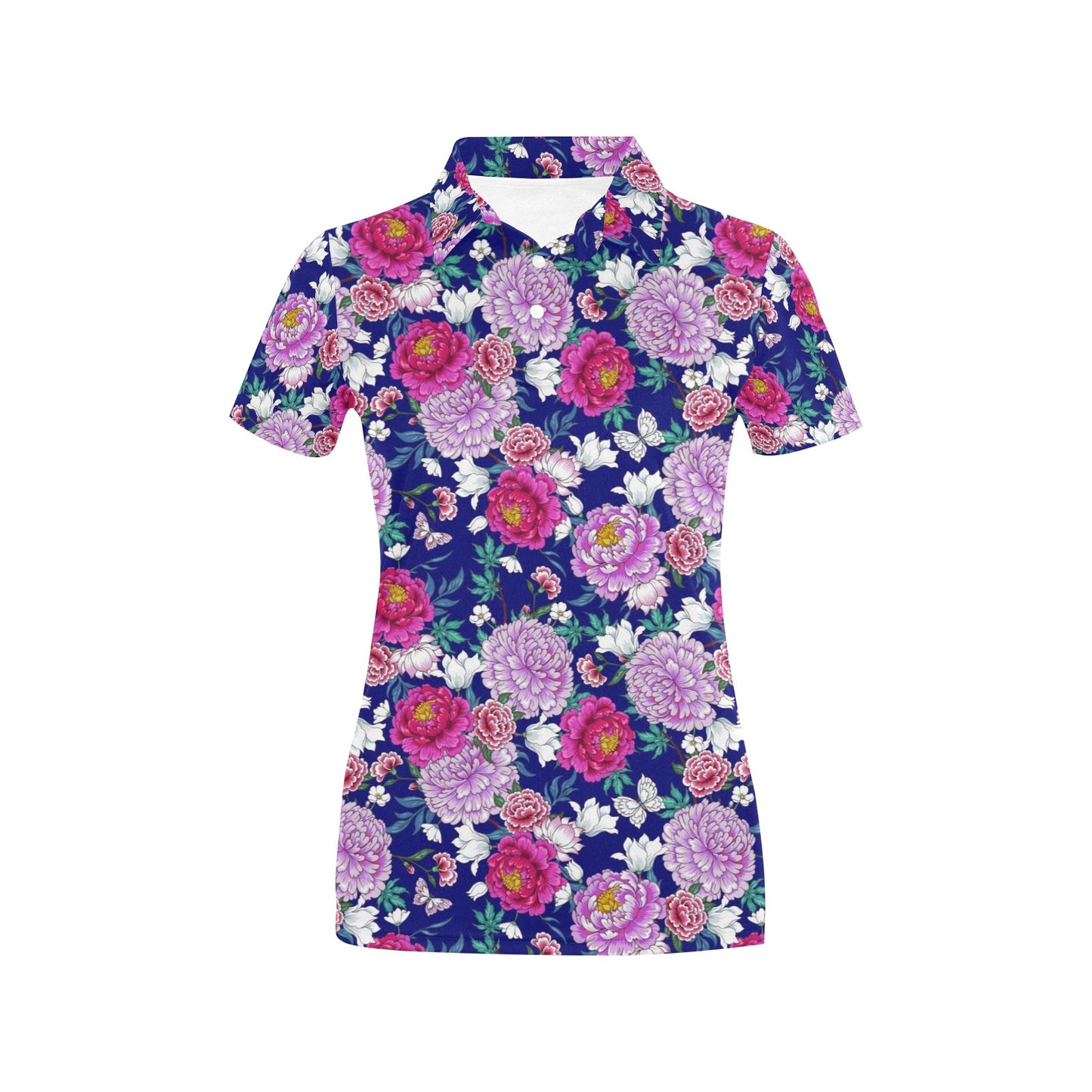 Dahlia Pattern Print Design DH013 Women's Polo Shirt