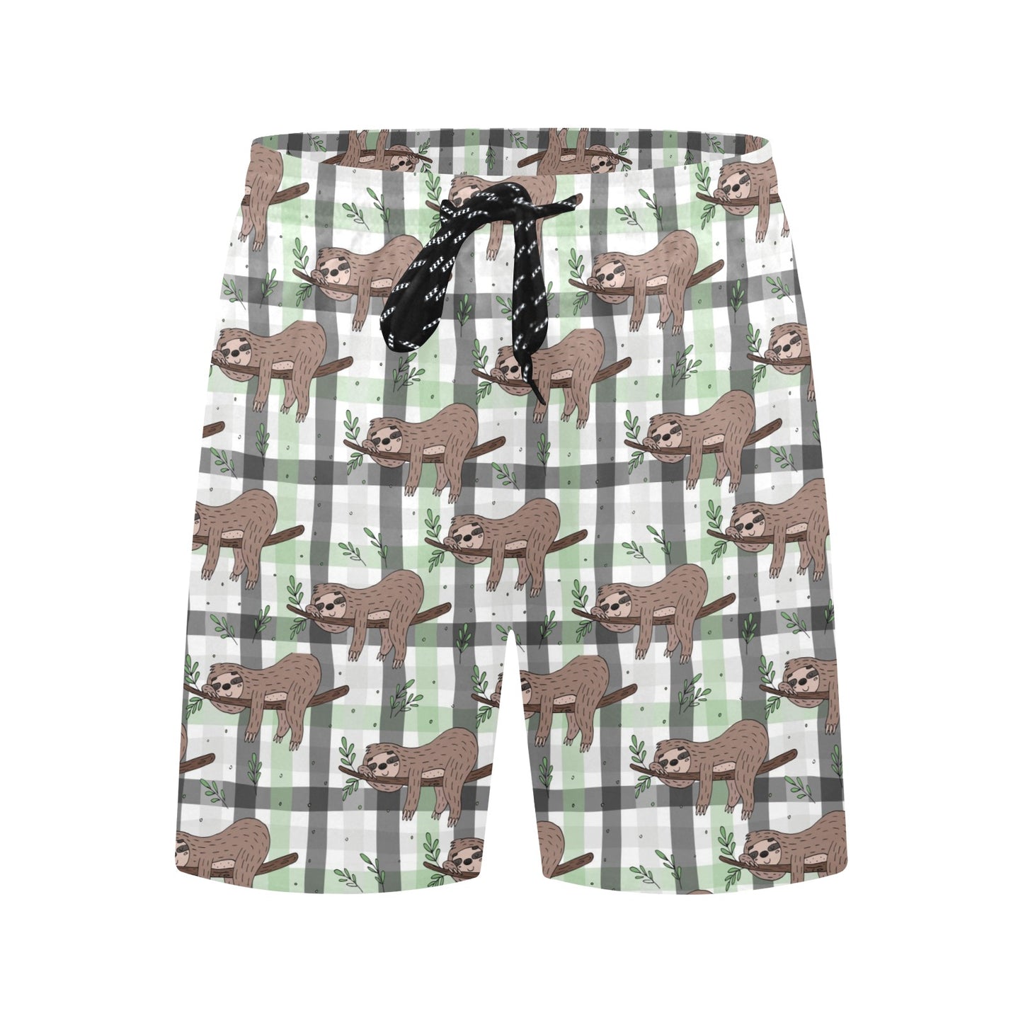 Sloth Print Design LKS301 Men's Swim Trunks Beach Shorts
