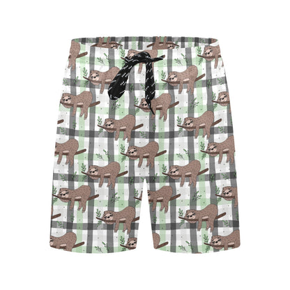 Sloth Print Design LKS301 Men's Swim Trunks Beach Shorts
