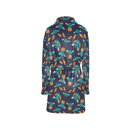 Bat Pattern Print Design 07 Women's Fleece Robe