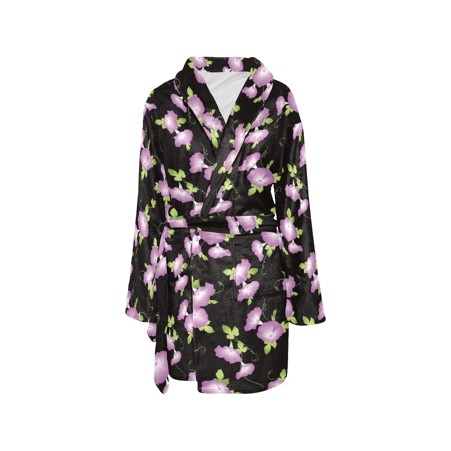 Morning Glory Pattern Print Design MG02 Women's Fleece Robe