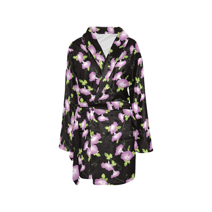 Morning Glory Pattern Print Design MG02 Women's Fleece Robe