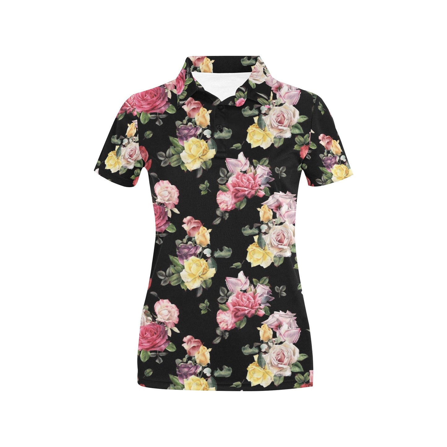 Rose Pattern Print Design RO010 Women's Polo Shirt