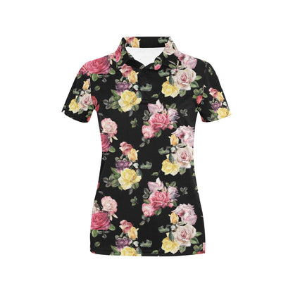 Rose Pattern Print Design RO010 Women's Polo Shirt