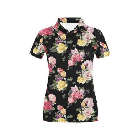 Rose Pattern Print Design RO010 Women's Polo Shirt