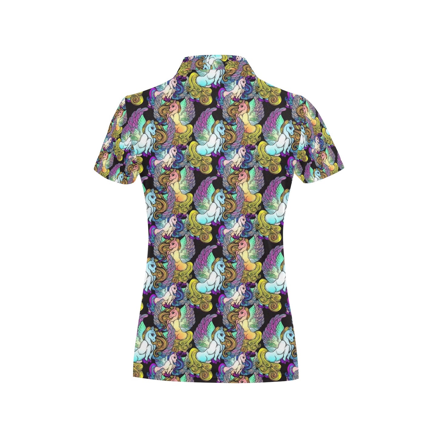 Unicorn With Wings Print Pattern Women's Polo Shirt