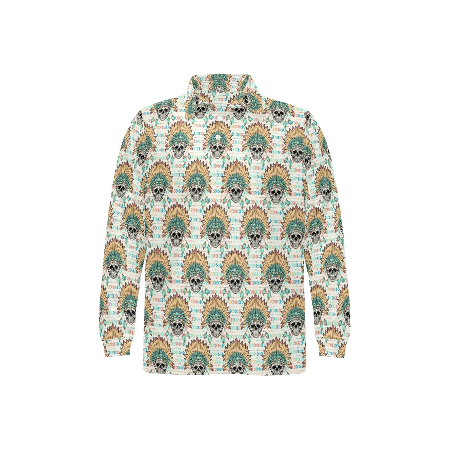 Boho Pattern Print Design 04 Long Sleeve Polo Shirt For Men's