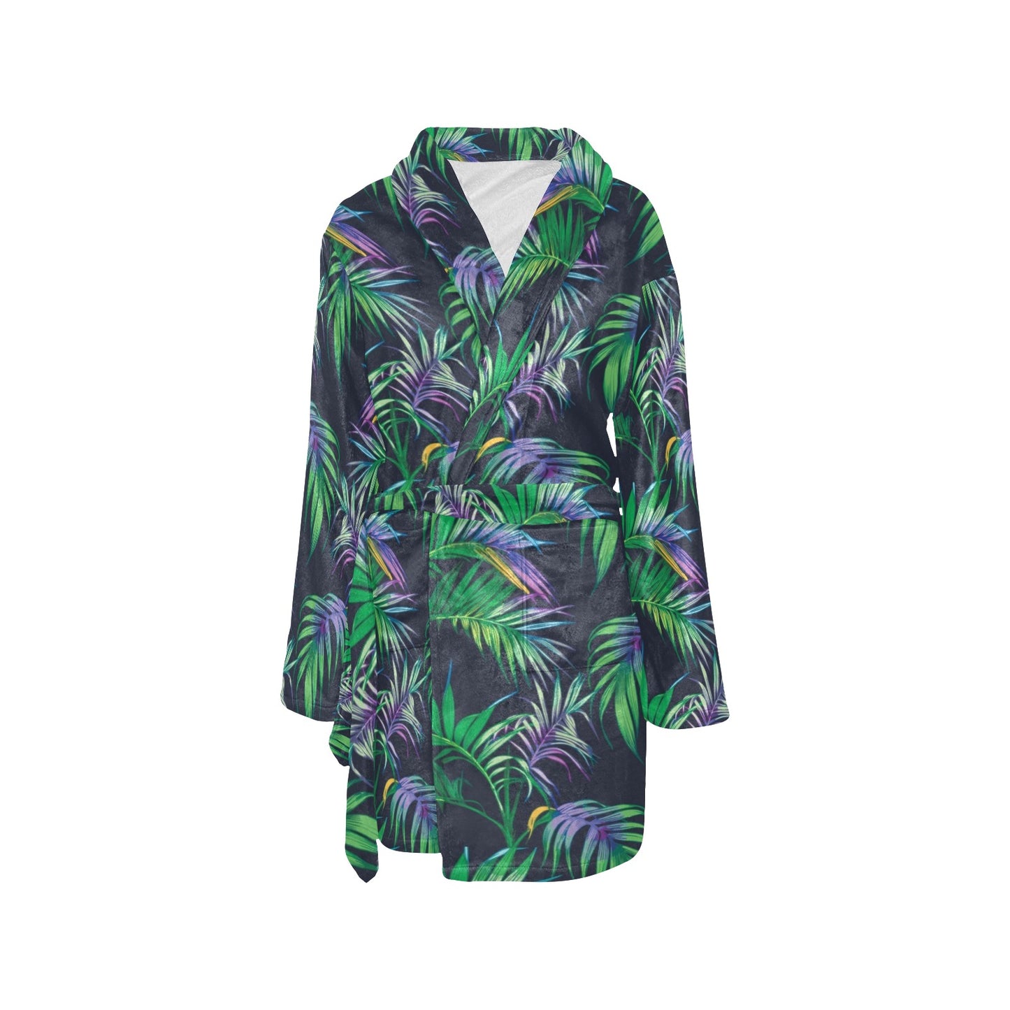 Palm Leaves Pattern Print Design PL04 Women's Fleece Robe