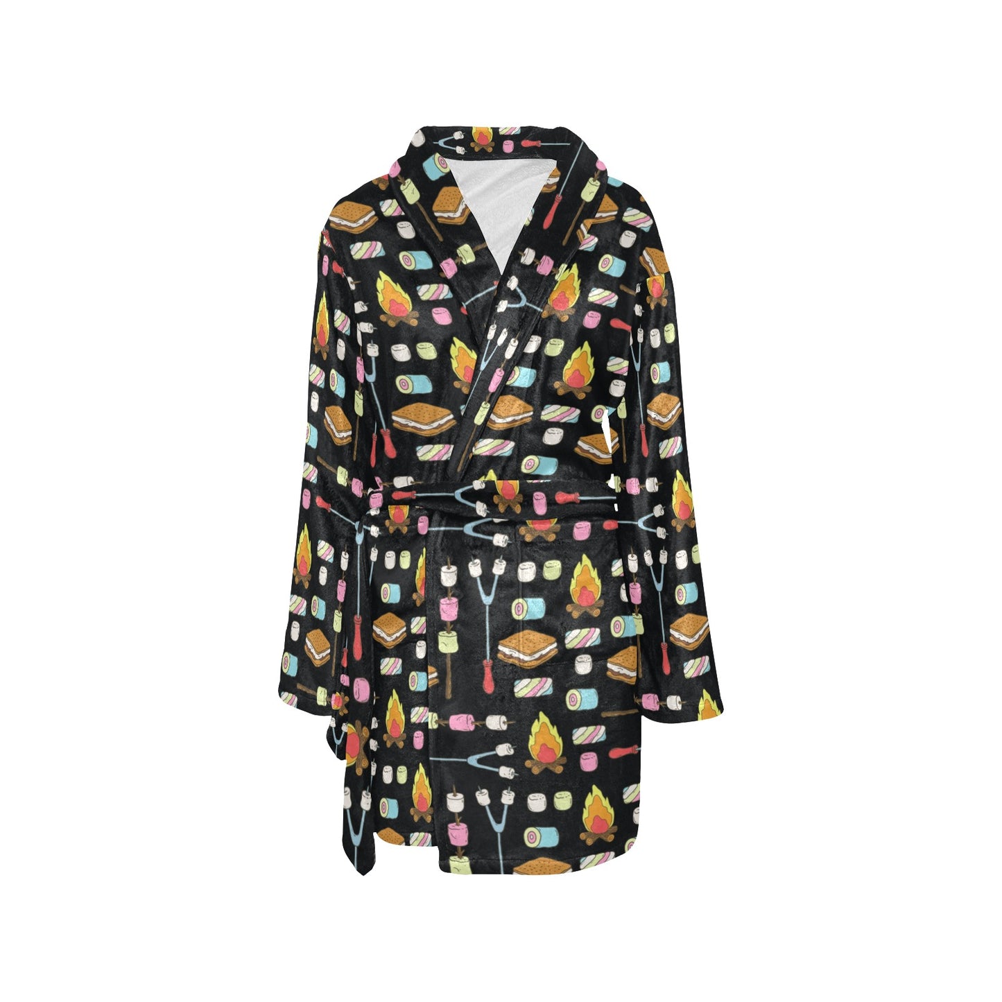 Camping Campfire Marshmallows Women's Fleece Robe