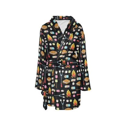 Camping Campfire Marshmallows Women's Fleece Robe