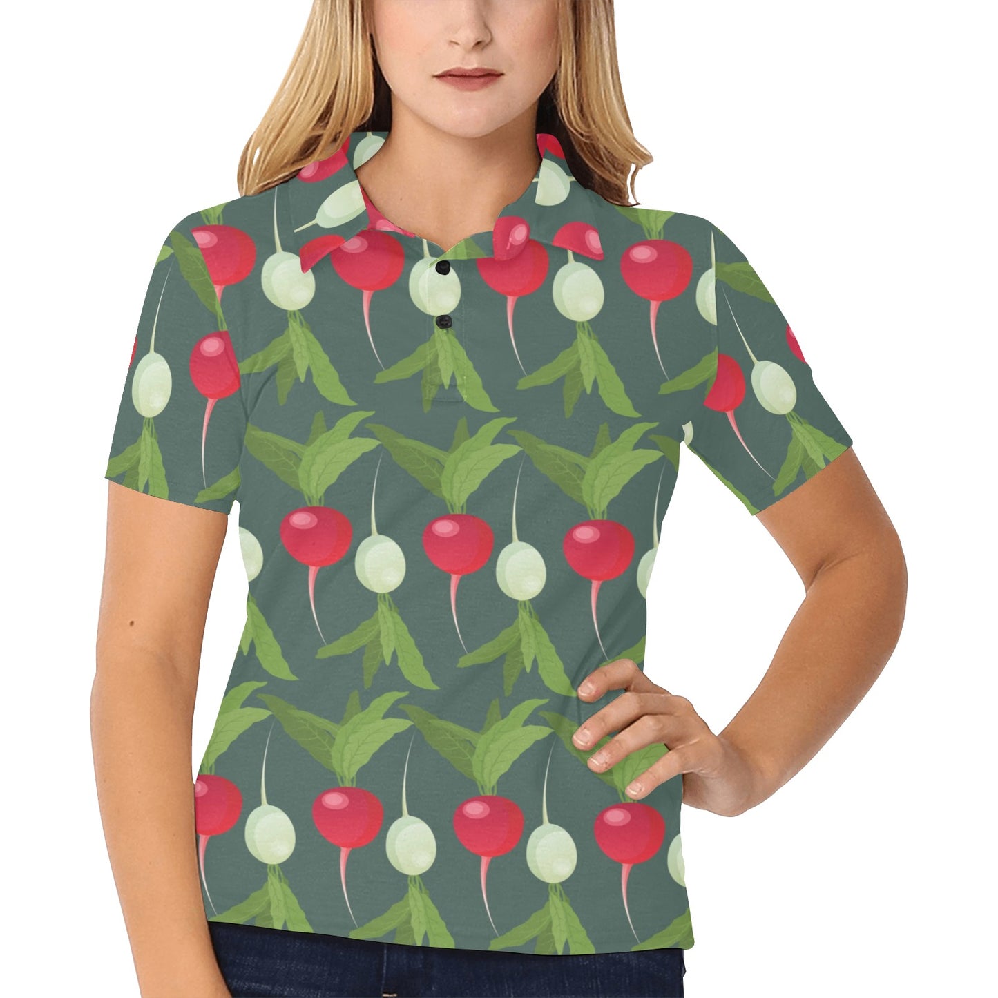 Radish Pattern Print Design A03 Women's Polo Shirt