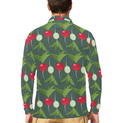 Radish Pattern Print Design A03 Long Sleeve Polo Shirt For Men's