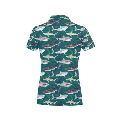 Shark Style Print Women's Polo Shirt