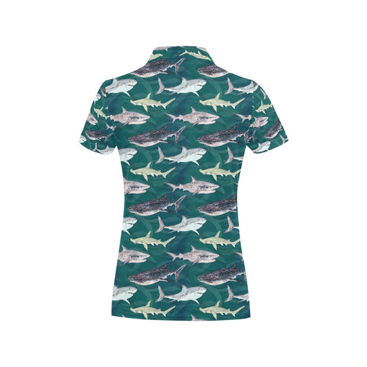 Shark Style Print Women's Polo Shirt