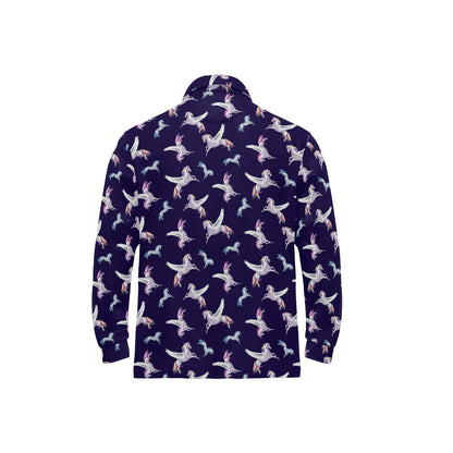Pegasus Pattern Print Design 02 Long Sleeve Polo Shirt For Men's