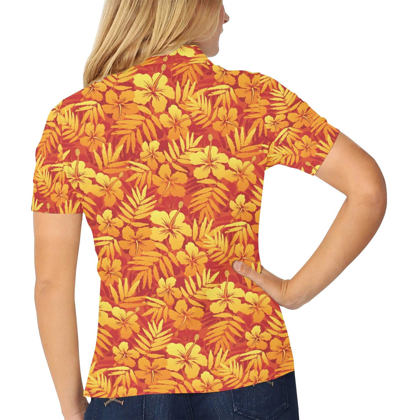 Hibiscus Summer Print Design LKS302 Women's Polo Shirt