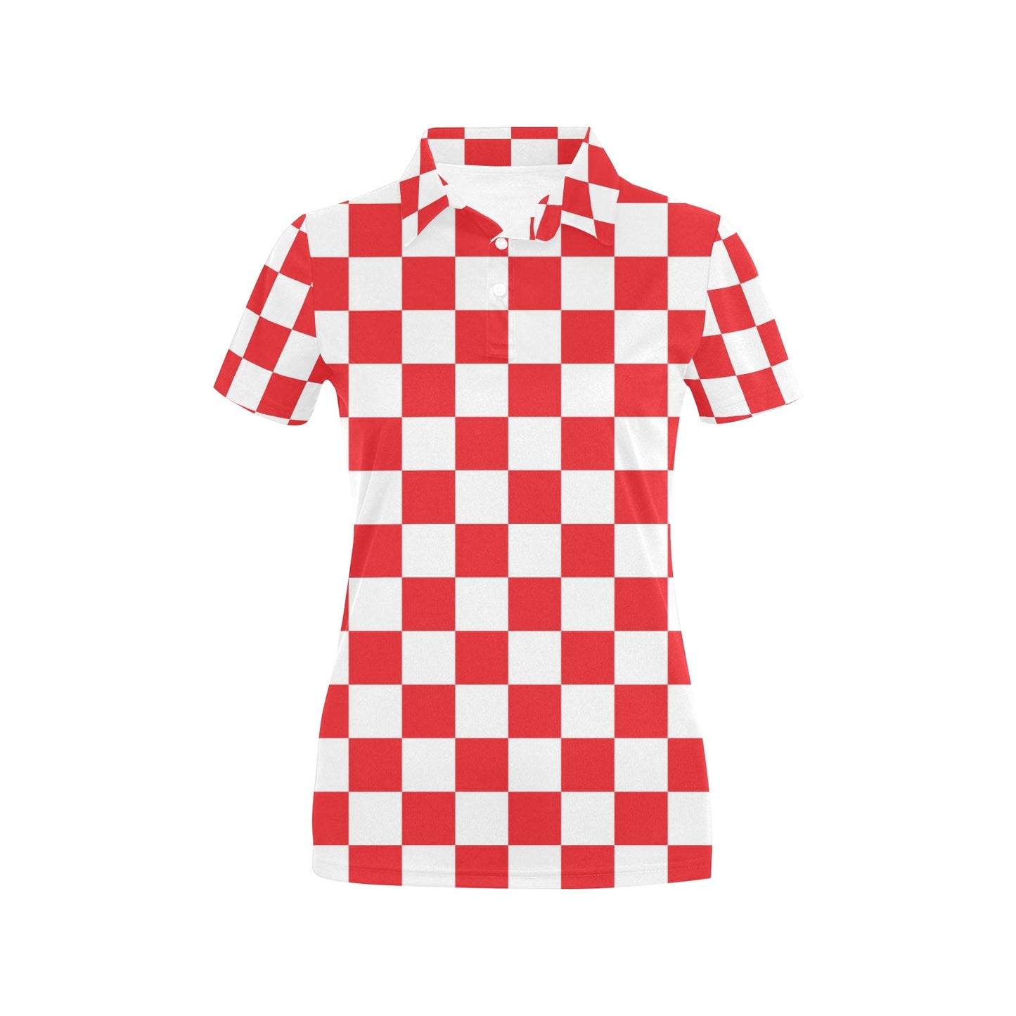 Checkered Red Pattern Print Design 04 Women's Polo Shirt