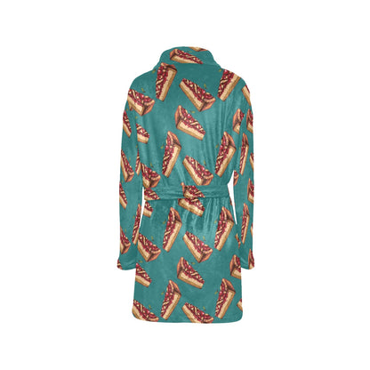 Cheesecake Cherry Pattern Print Design CK03 Women's Fleece Robe