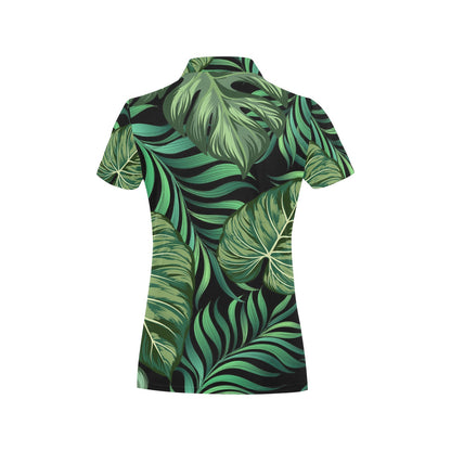 Green Fresh Tropical Palm Leaves Women's Polo Shirt