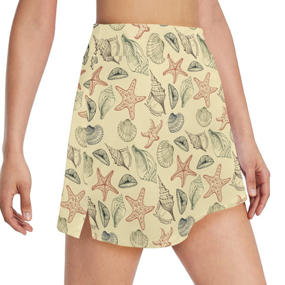 Seashell Print Design LKS305 17" Golf & Pickleball Skort with Pockets