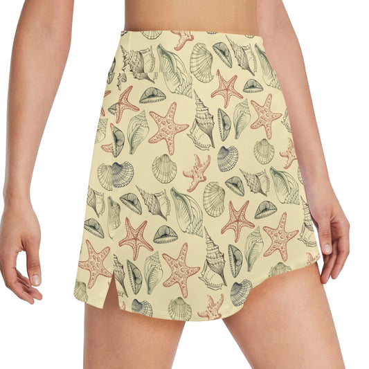 Seashell Print Design LKS305 17" Golf & Pickleball Skort with Pockets