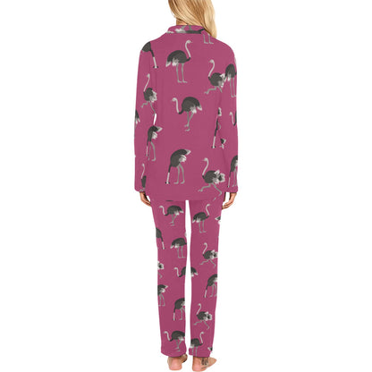 Emu Pattern Print Design 02 Women's Long Pajama Set