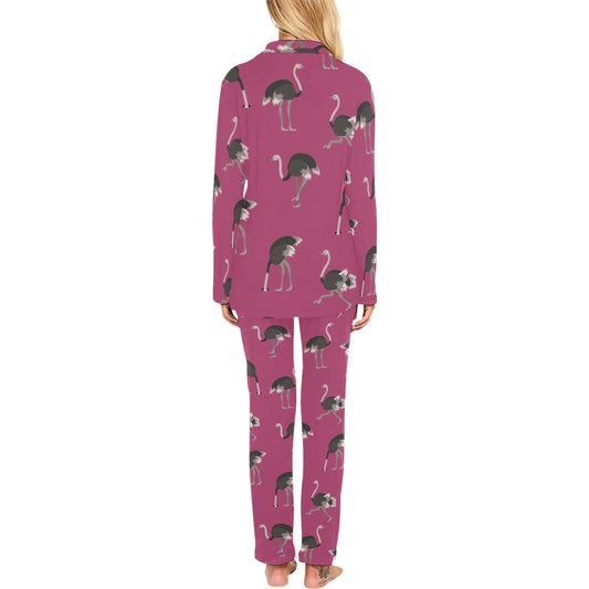 Emu Pattern Print Design 02 Women's Long Pajama Set