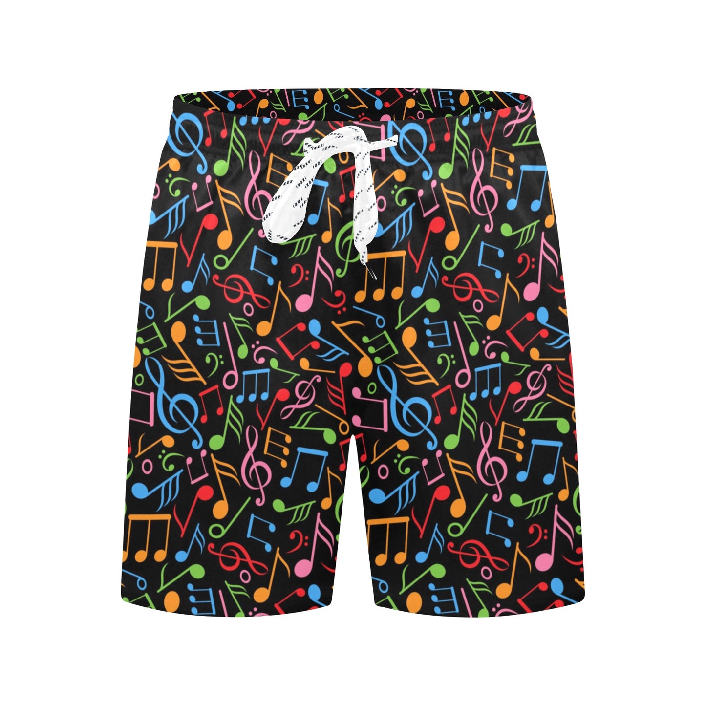 Music Note Colorful Themed Print Men's Swim Trunks Beach Shorts