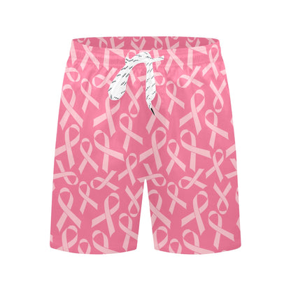 Breast Cancer Awareness Themed Men's Swim Trunks Beach Shorts