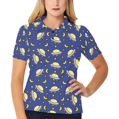 UFO Print Design LKS309 Women's Polo Shirt