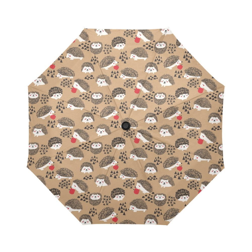 Hedgehog Print Design LKS403 Anti-UV Automatic Umbrella