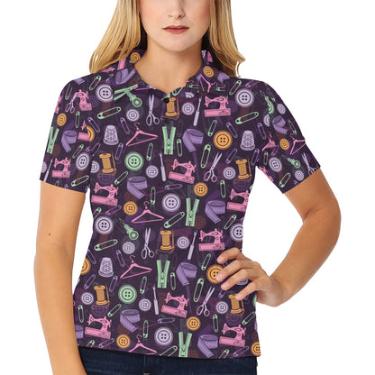 Sewing Equipment Print Design LKS306 Women's Polo Shirt