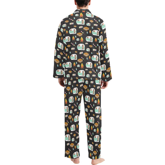 Camper marshmallow Camping Design Print Men's Long Pajama Set